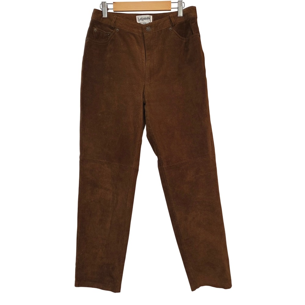 Vintage 90s Bagatelle Brown Suede Leather Pants Womens 6 Western Straight Leg